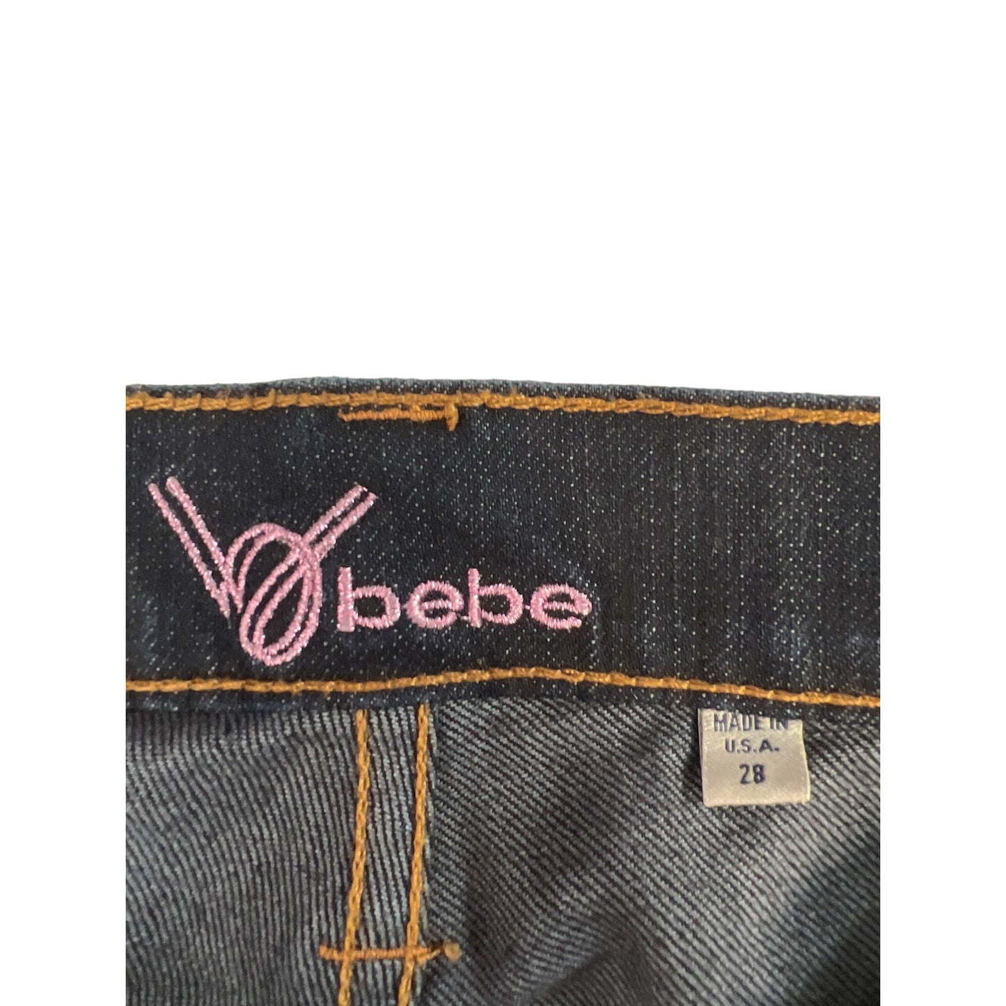 Bebe Vintage Y2K Low Rise Dark Wash Dip Front Straight Leg Jeans