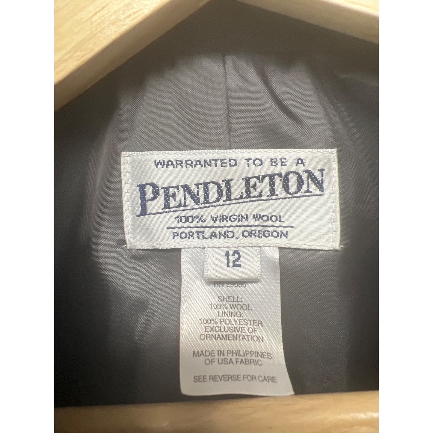 Pendleton Vintage Gray Wool Jacket with Embroidered Sleeves