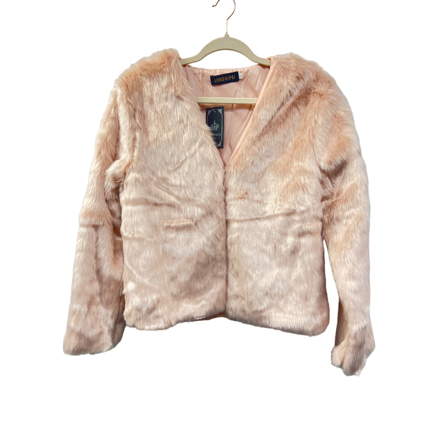Lanshifei NWT Pink Faux Fur Bolero Jacket