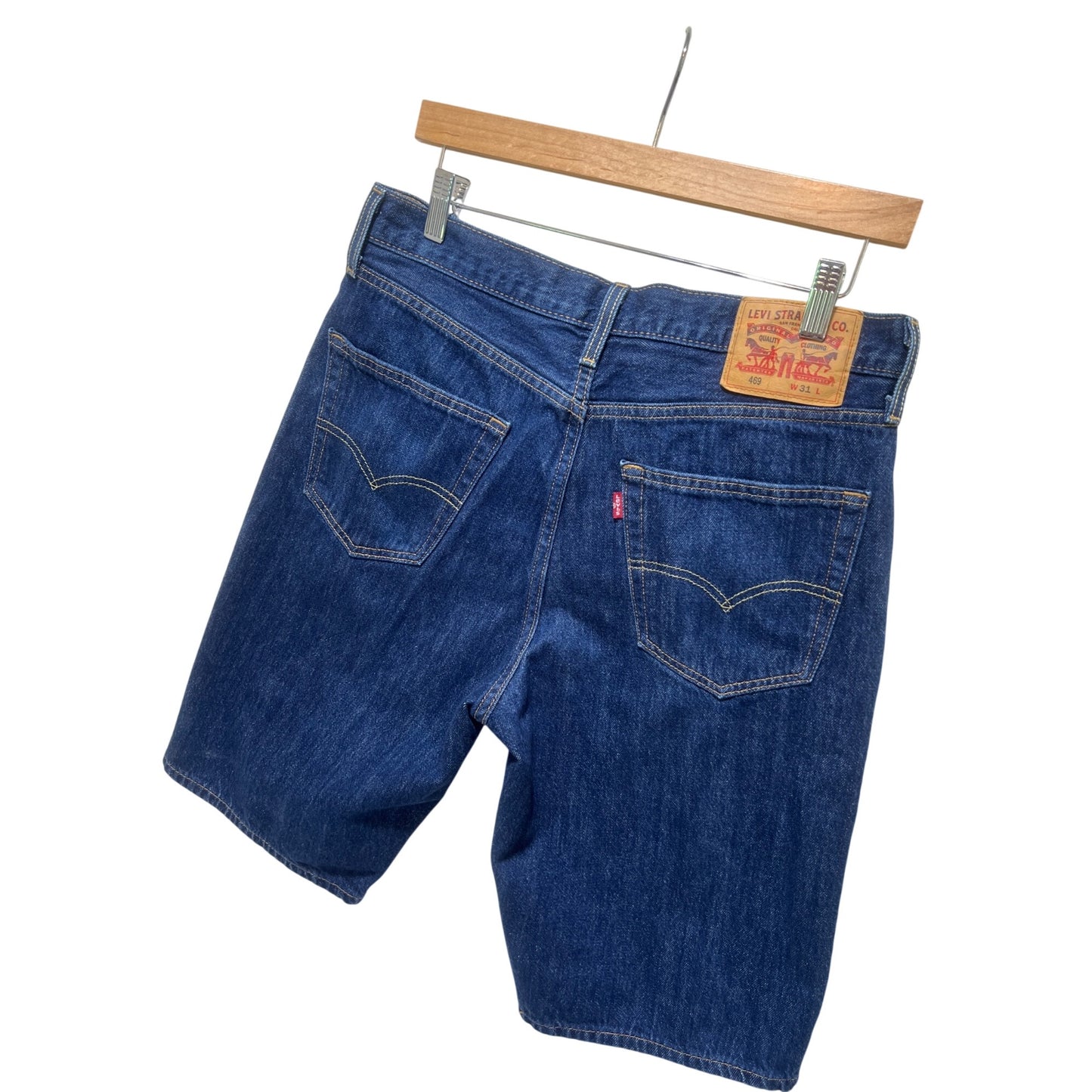 Levis Mens 469 Denim Shorts Jorts W31 L12 Dark Blue Cotton Casual Wear