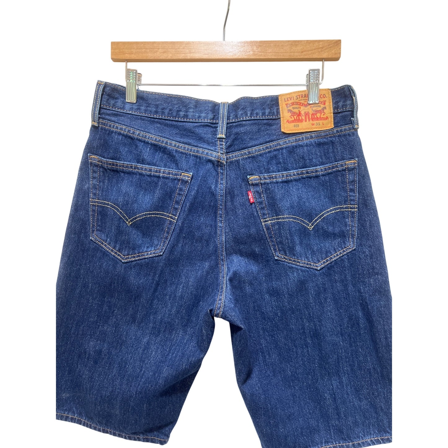 Levis Mens 469 Denim Shorts Jorts W31 L12 Dark Blue Cotton Casual Wear