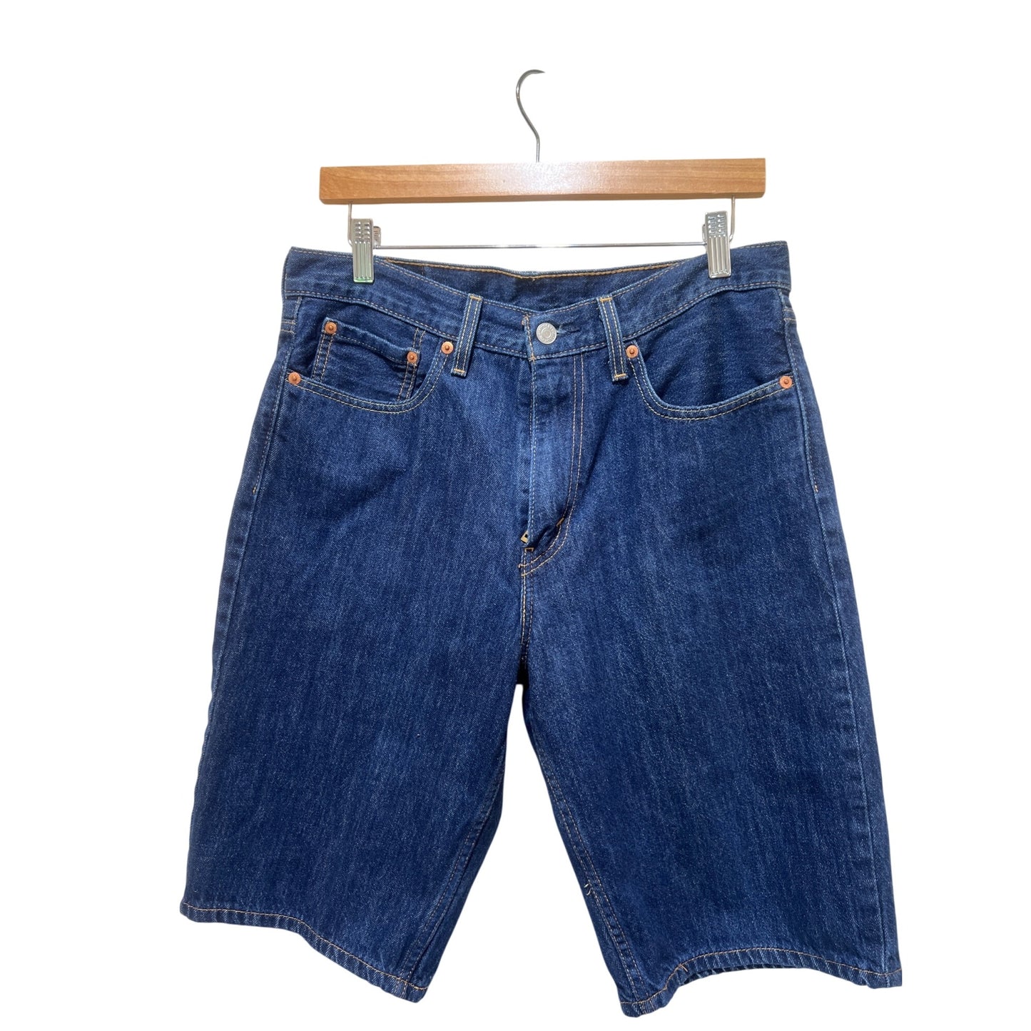 Levis Mens 469 Denim Shorts Jorts W31 L12 Dark Blue Cotton Casual Wear
