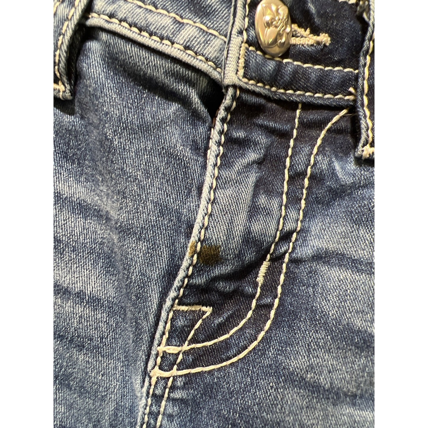Miss Me Womens Floral Embellished Bootcut Jeans Size 27 Blue Denim