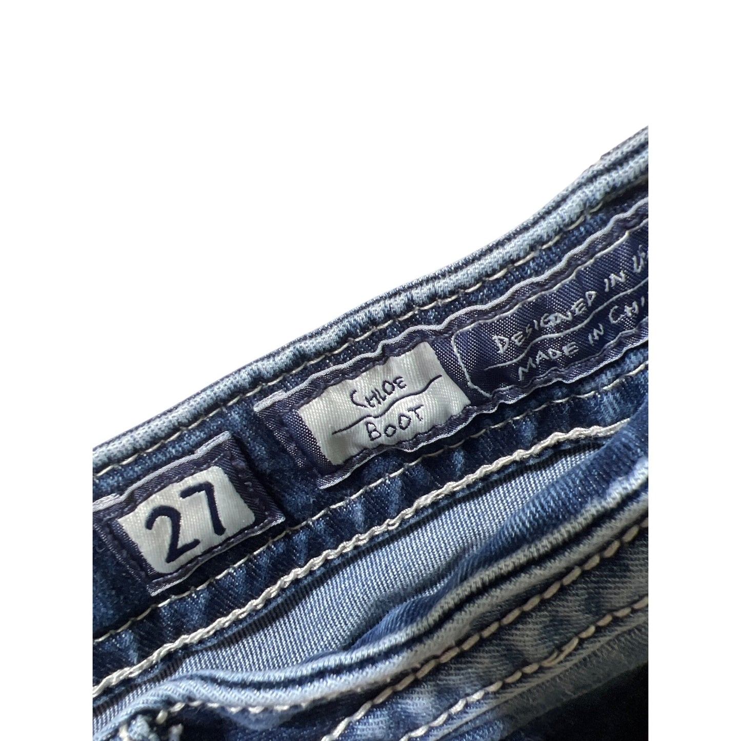 Miss Me Womens Floral Embellished Bootcut Jeans Size 27 Blue Denim