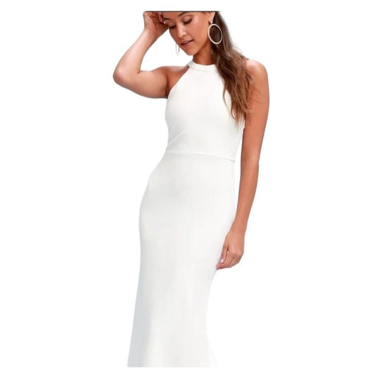 Lulu's NWT White Joelle Lace Halter Maxi Dress