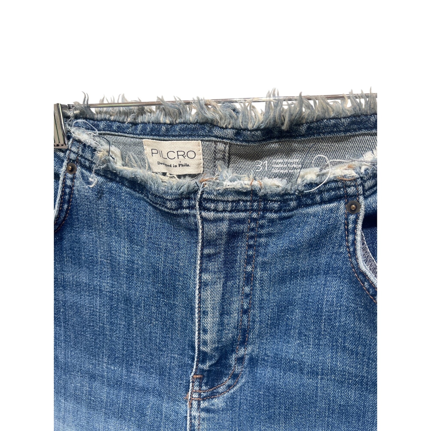 Pilcro Anthropologie High-Rise Frayed Raw Edge Denim Jeans Size 31 Light Wash
