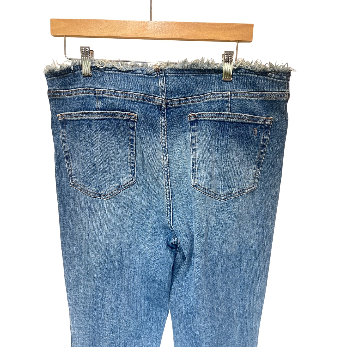 Pilcro Anthropologie High-Rise Frayed Raw Edge Denim Jeans Size 31 Light Wash