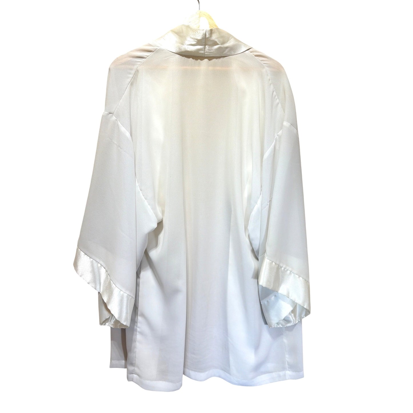 Victorias Secret Collection Gold Label Vintage 90s Embroidered White Ciffon Satin Kimono Robe