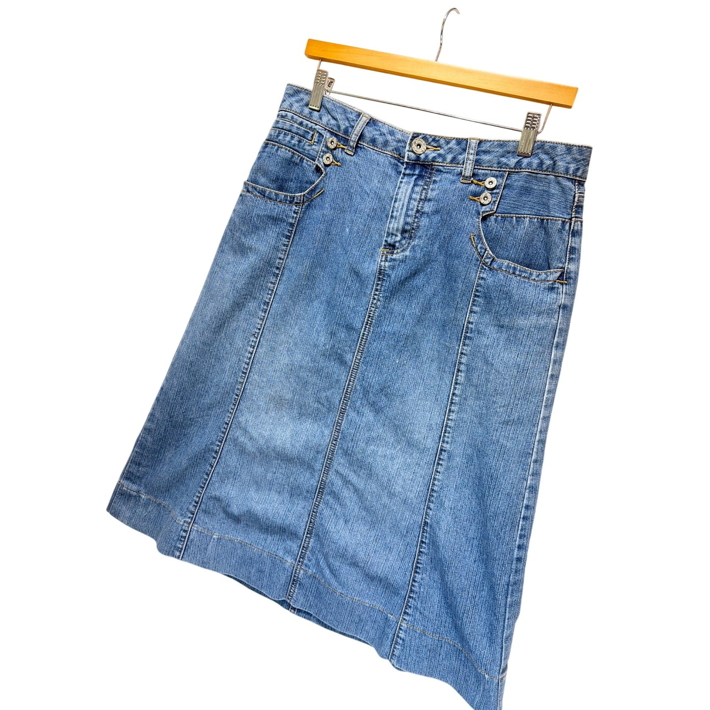 Christopher & Banks Vintage Y2K Blue Denim A-Line Midi Jean Skirt