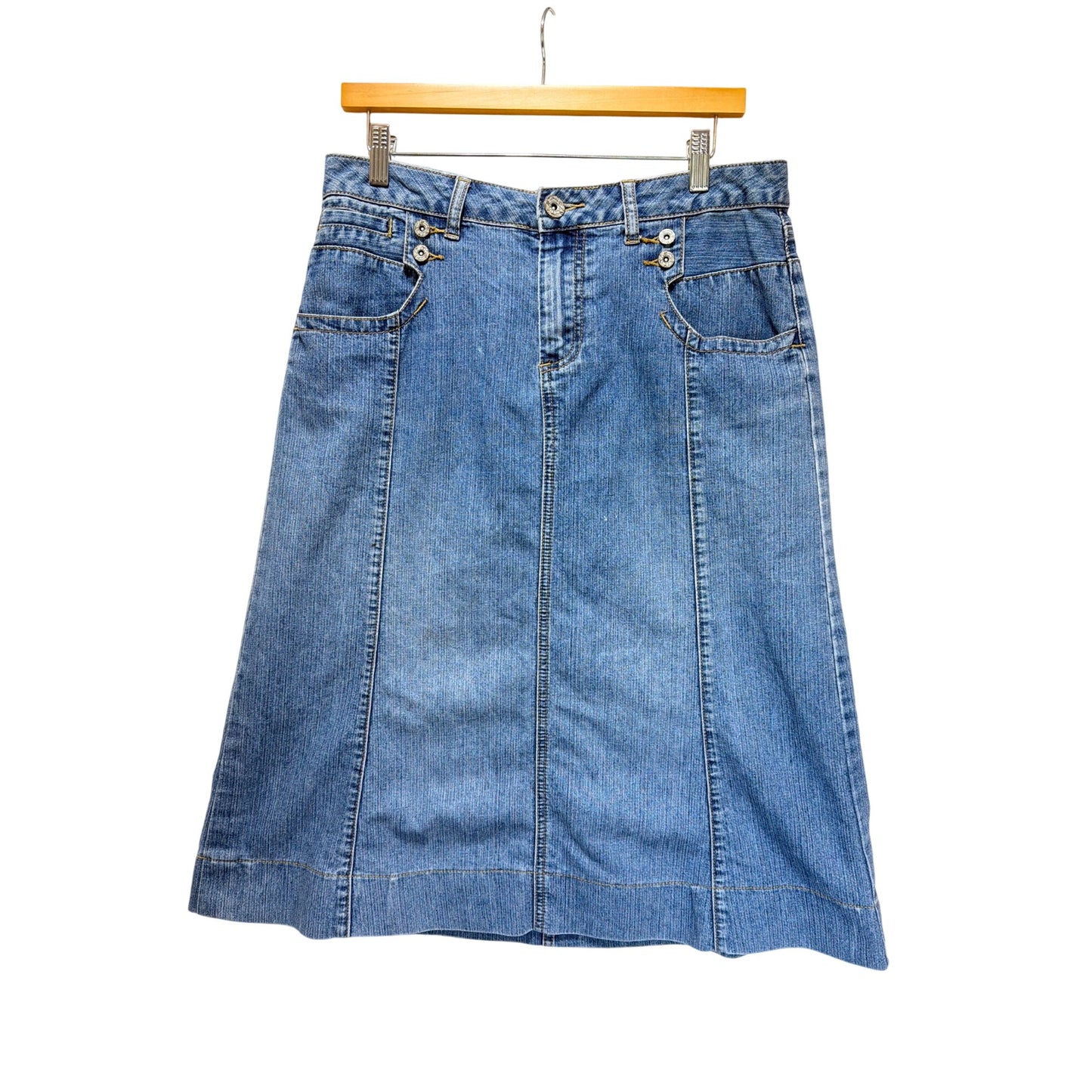 Christopher & Banks Vintage Y2K Blue Denim A-Line Midi Jean Skirt