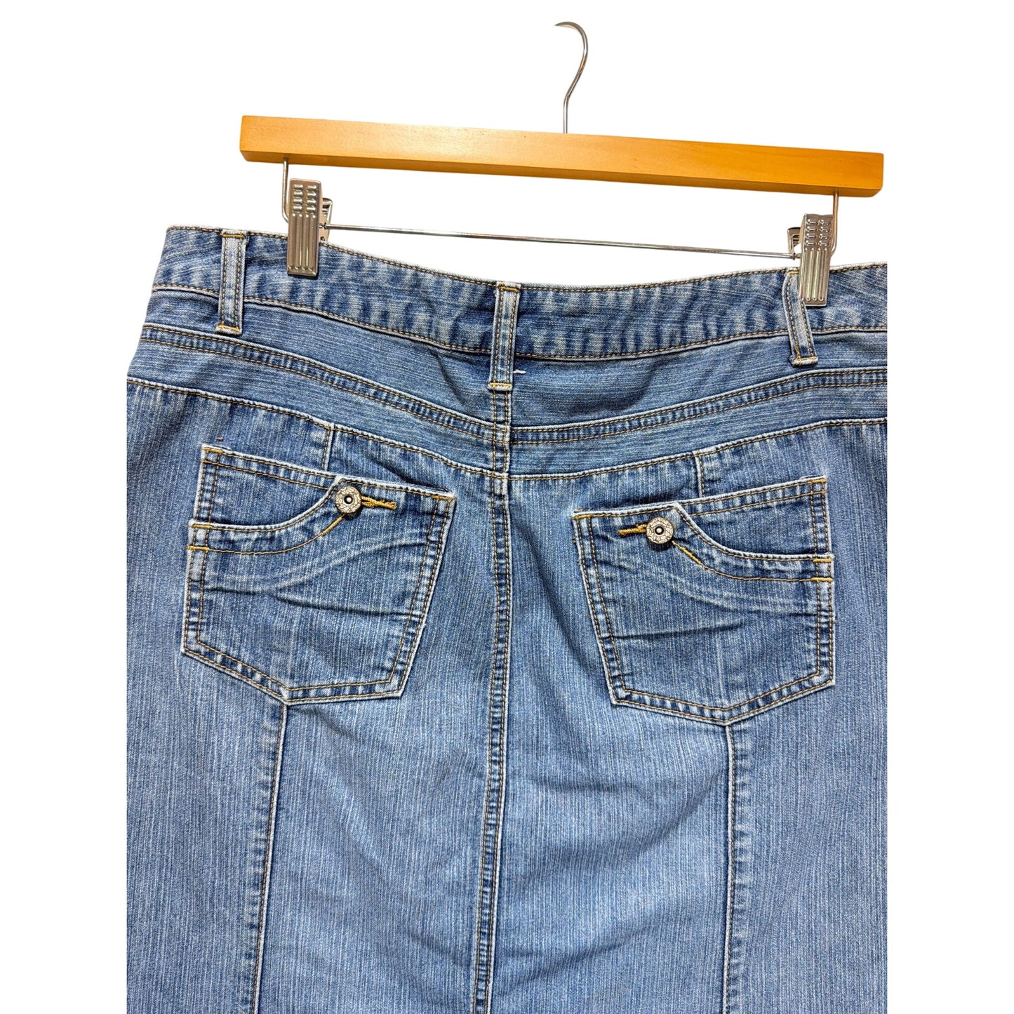 Christopher & Banks Vintage Y2K Blue Denim A-Line Midi Jean Skirt