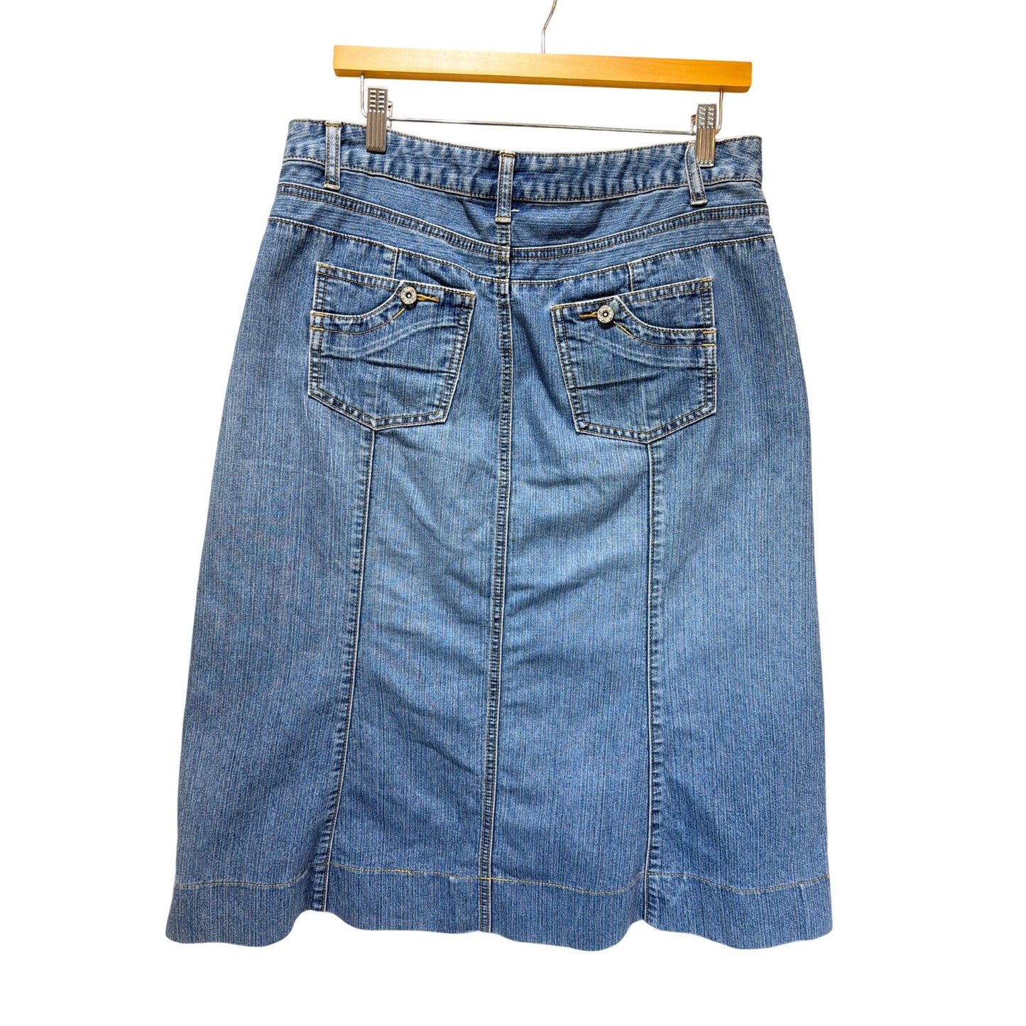 Christopher & Banks Vintage Y2K Blue Denim A-Line Midi Jean Skirt