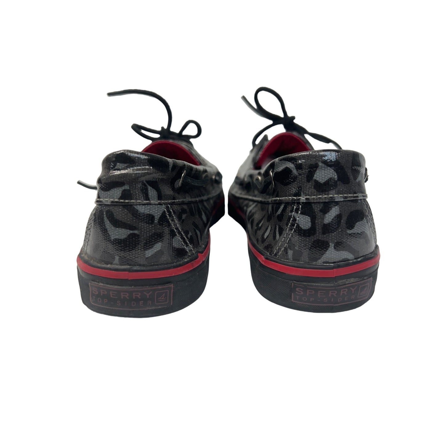 Sperry Topsider Black Gray Leopard Print Boat Shoes
