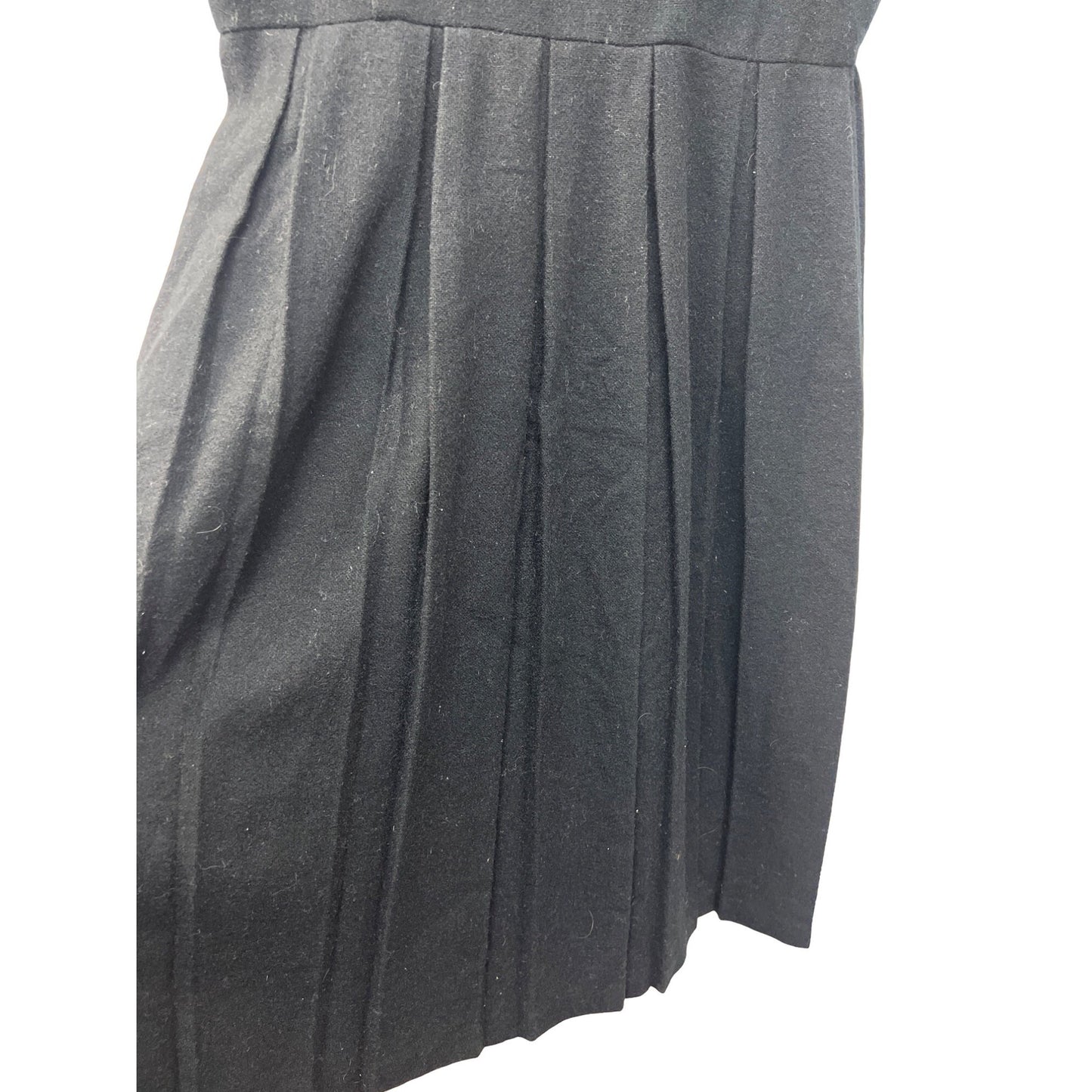 Vintage 50's Black Wool A Line Pleated Dress