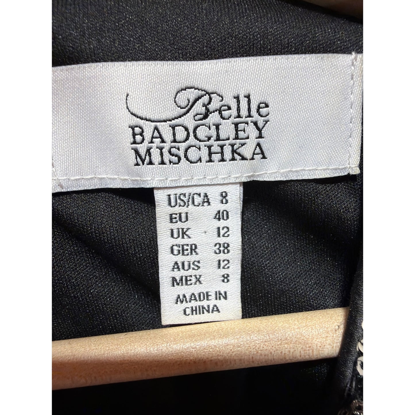 Belle By Badgley Mischka Lainey Black & Silver Sequin Sheath Dress Short Sleeve Size 8