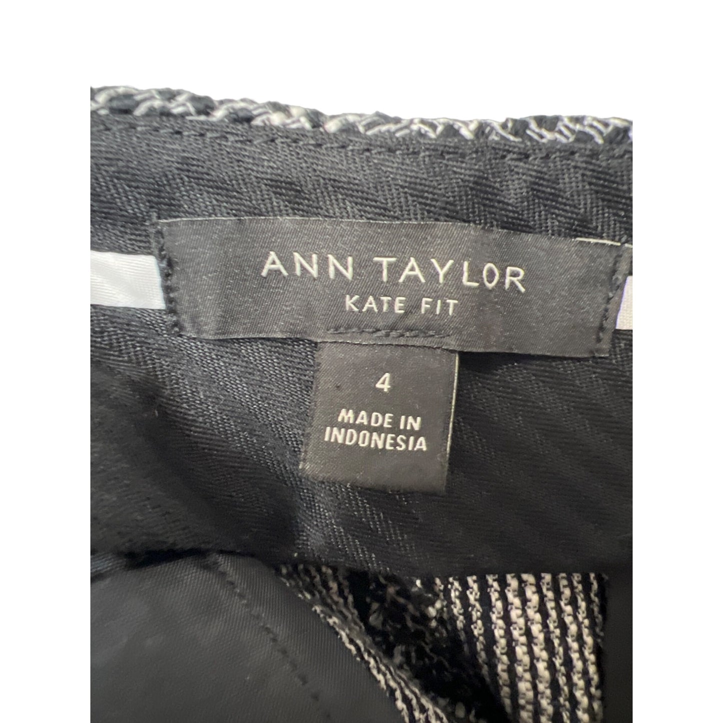 Ann Taylor Kate Fit Black with White Tweed Cotton Blend Pants