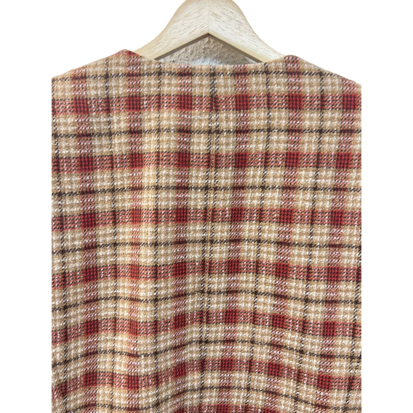 Pendleton Vintage Tan and Red Plaid Wool Cropped Blazer