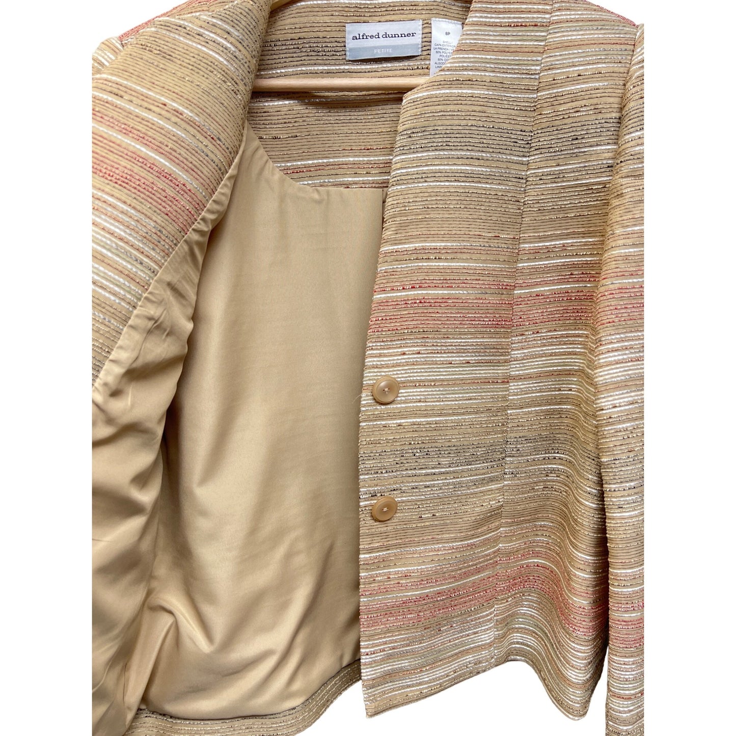 Alfred Dunner NWT Gold Copper Striped Dress Blazer