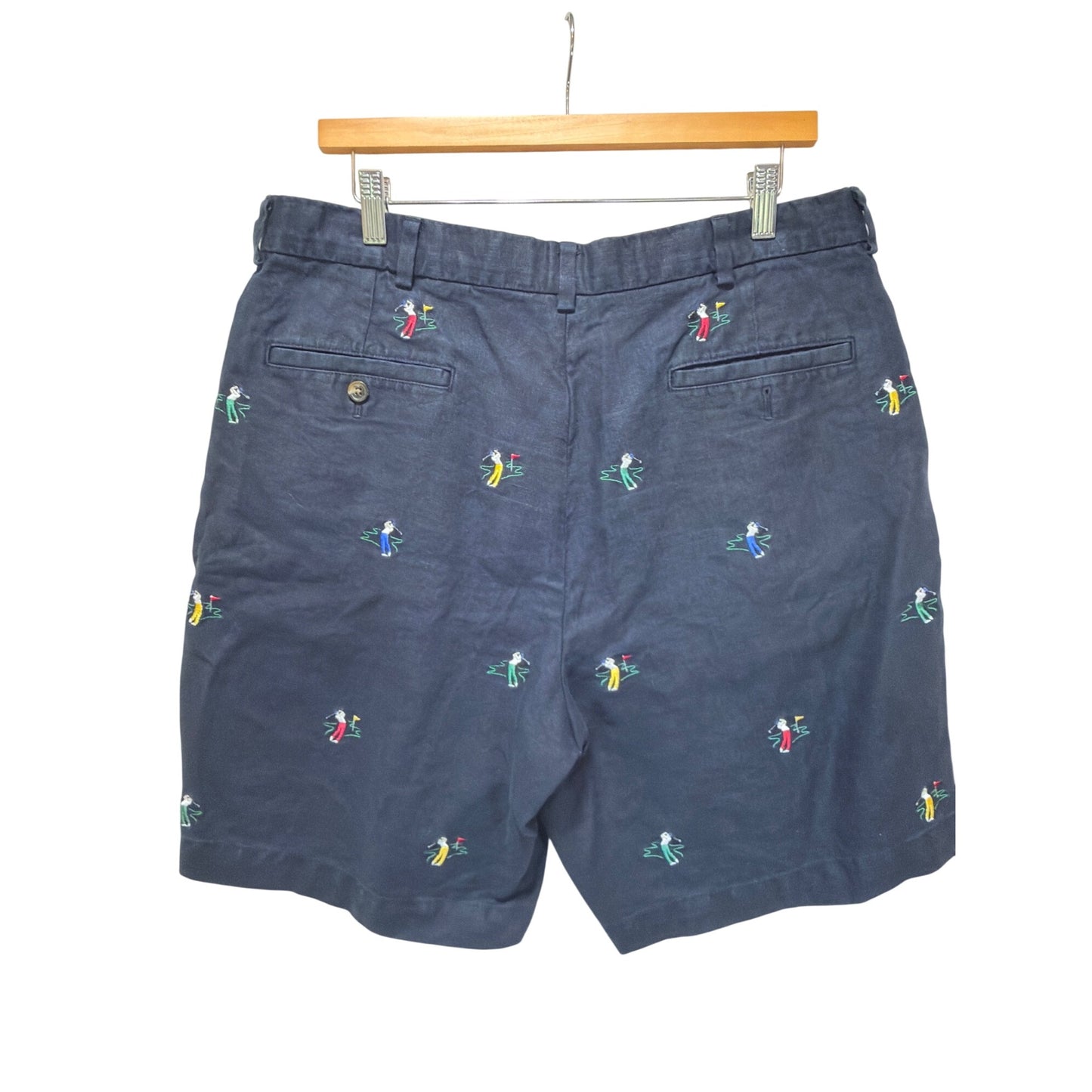 Brooks Brothers Vintage 90s Navy Linen Embroidered Critter Golf Shorts