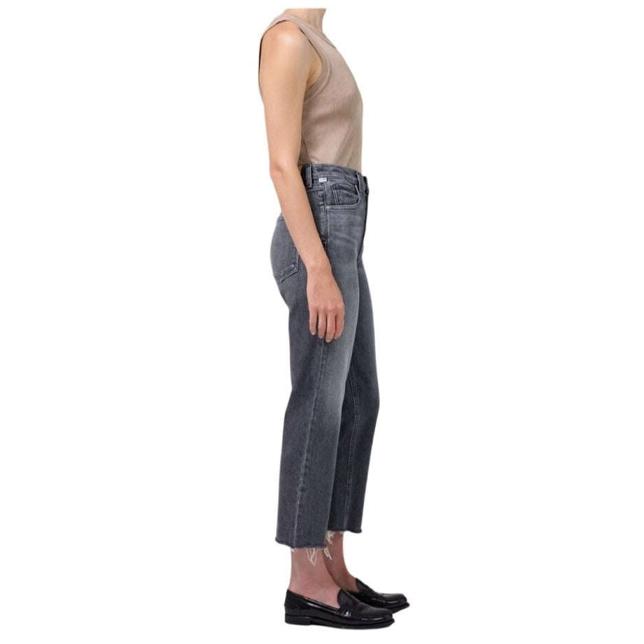 Citizens of Humanity Gray Raw Hem Daphne Crop Jeans