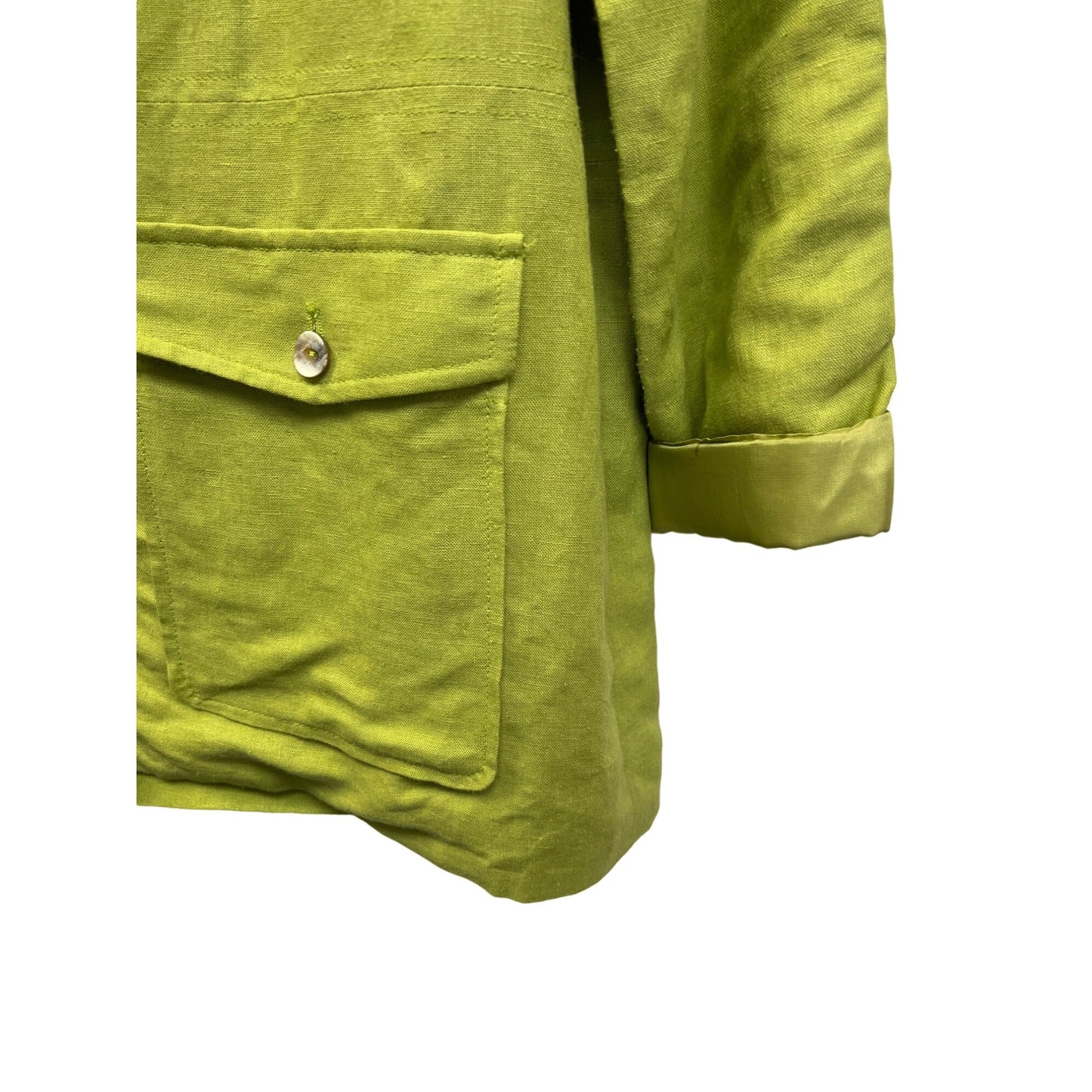 Jennifer Moore Petites Chartreuse Green Linen Safari Blazer