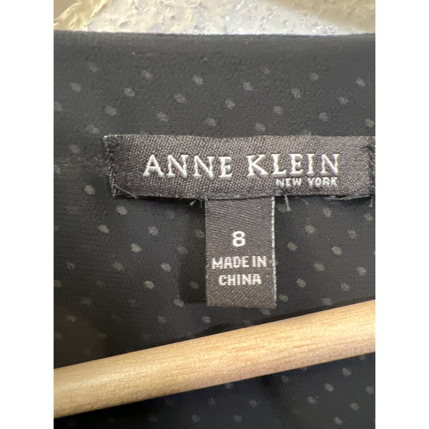 Ann Klein Black with White Polka Dot Silk V-Neck Blouse