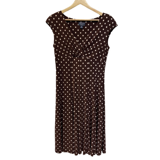 American Living VIntage Brown Polka Dot Knit Empire Waist A-Line Dress