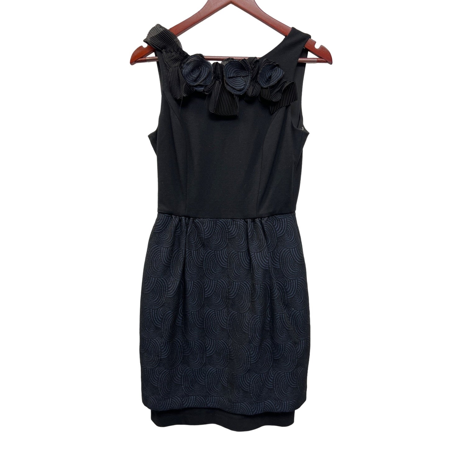 Taylor Navy and Black Swirl Design Sleeveless Sheath Dress