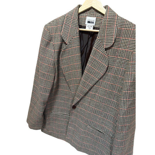 Leslie Fay Sportswear Vintage 90's Womens Glencheck Plaid Wool Blazer Jacket Size 16