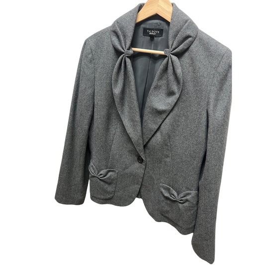 Talbots Gray Wool Ruched Classic Tailored Blazer