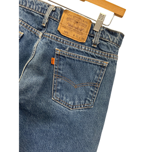 Levi's Vintage 90's Orange Tab 505 Distressed Hem Jeans