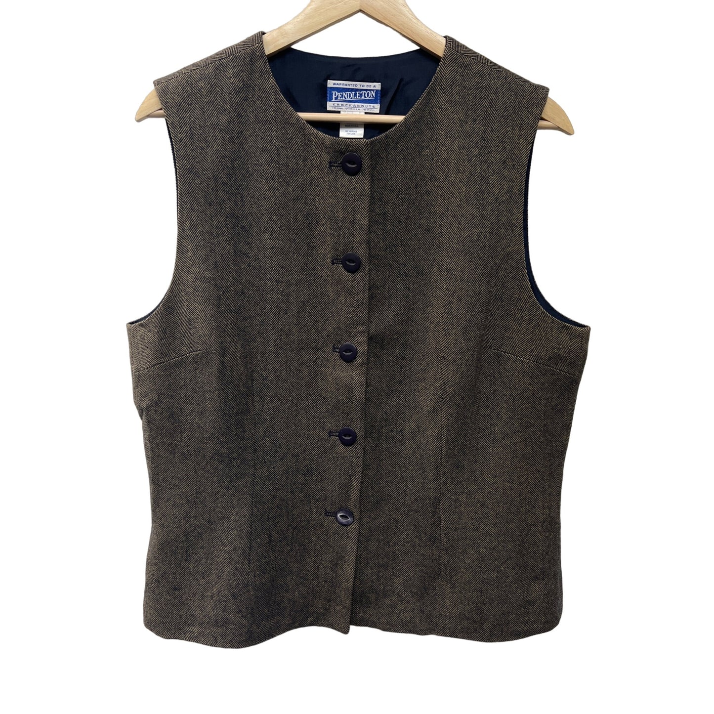 Pendleton Vintage Brown and Navy Wool Herringbone Vest and Blazer Set