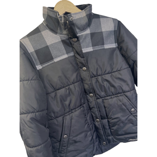 Eddie Bauer Buffalo Plaid and Black Ski Puffer Jacket