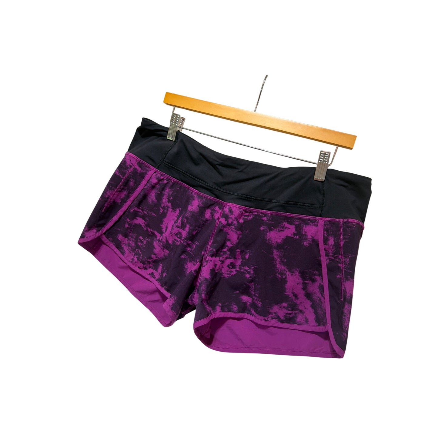 Lululemon Run Times Shorts Breezie Regal Plum & Black Splatter Pattern Size 10