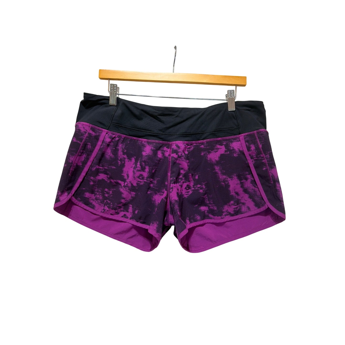 Lululemon Run Times Shorts Breezie Regal Plum & Black Splatter Pattern Size 10