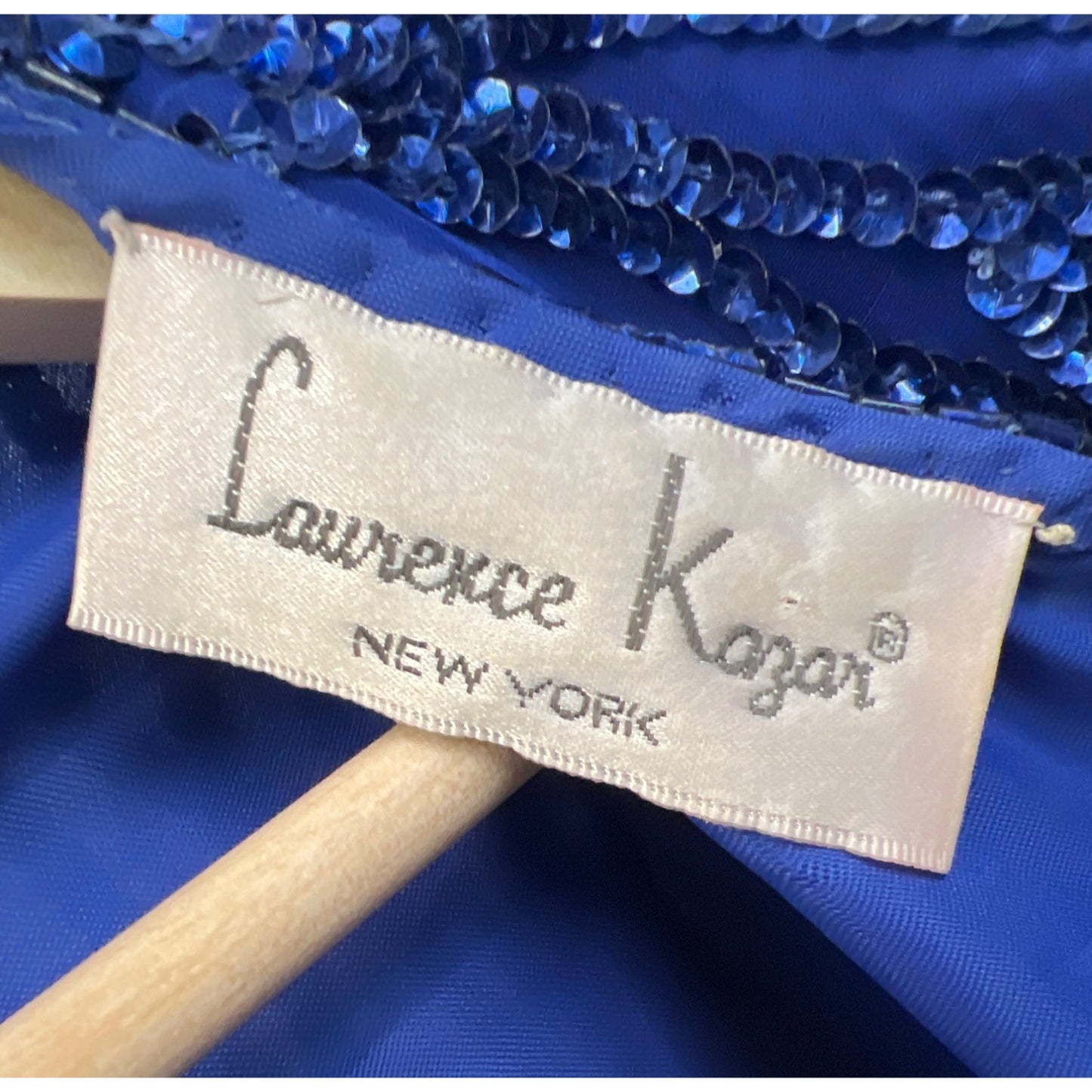 Laurence Kazar Vintage 80's Royal Blue Silk Sequin Cocktail Dress and Purse