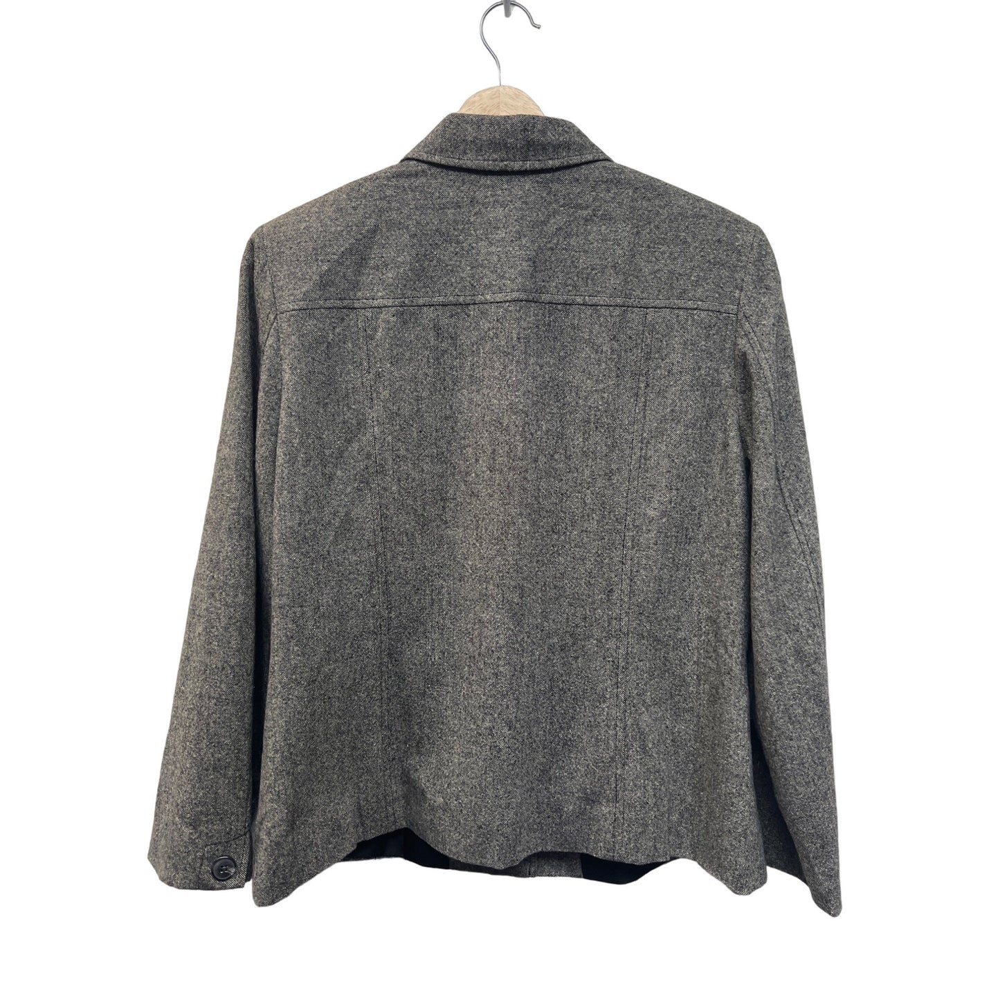 Appleseed's Petites Gray Wool Silk Blend Tweed Blazer Jacket