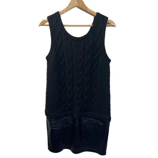 Cluny Anthropologie NWT Wool Cable Knit and Leather Sleeveless Dress