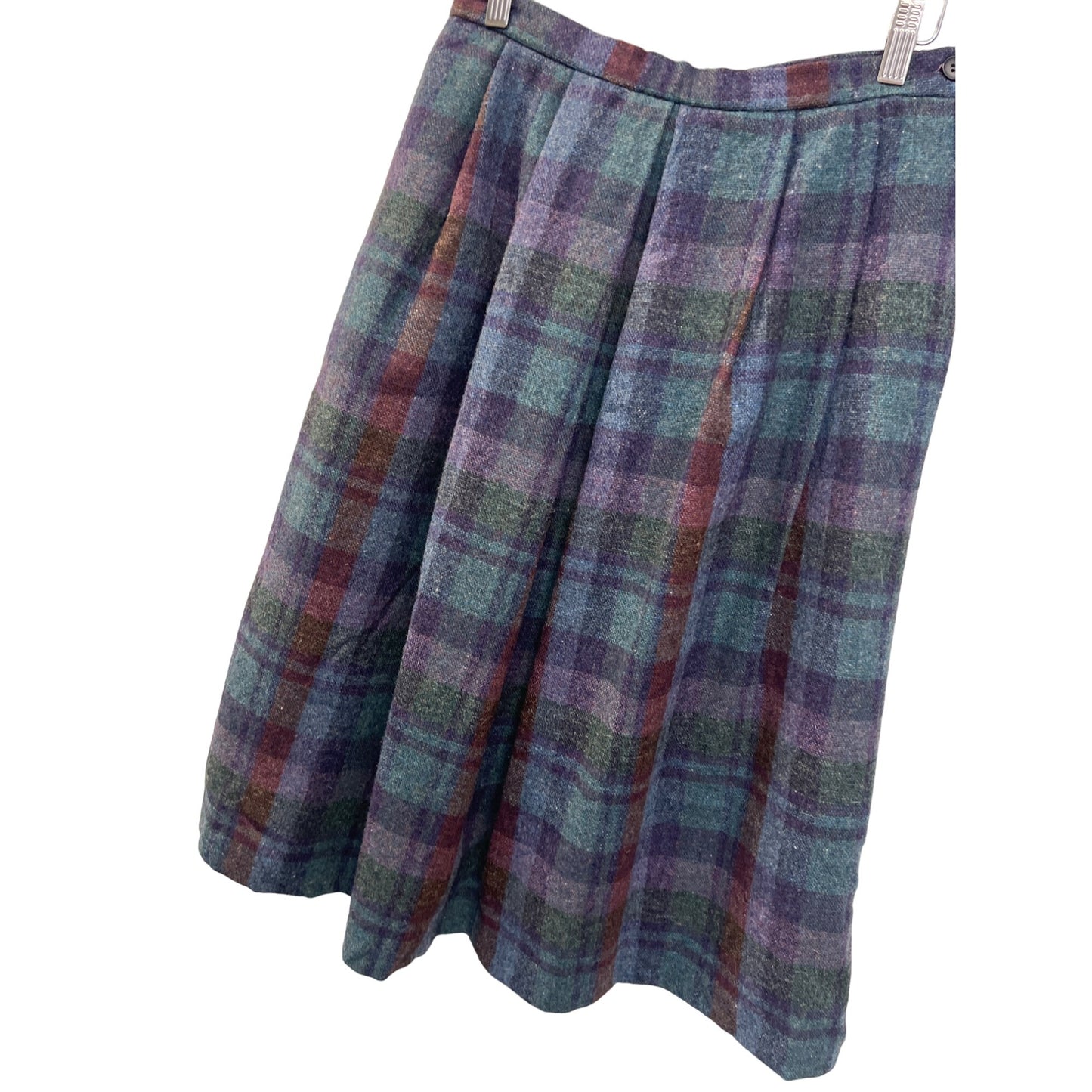 Classics by Haggar Vintage 80's Blue Plaid Wool A-Line Skirt