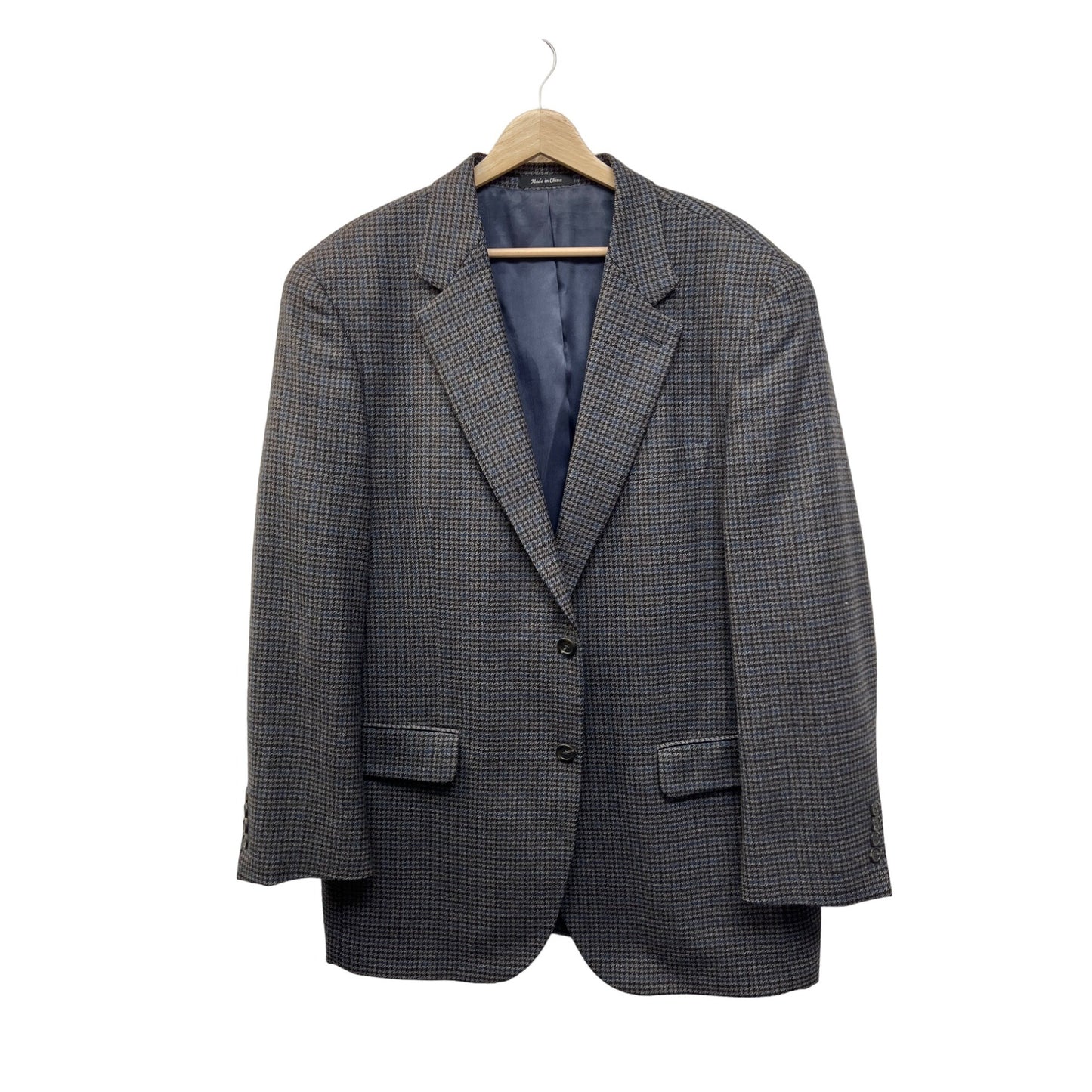 Chaps Gray and Navy Checked Lambswool Blazer