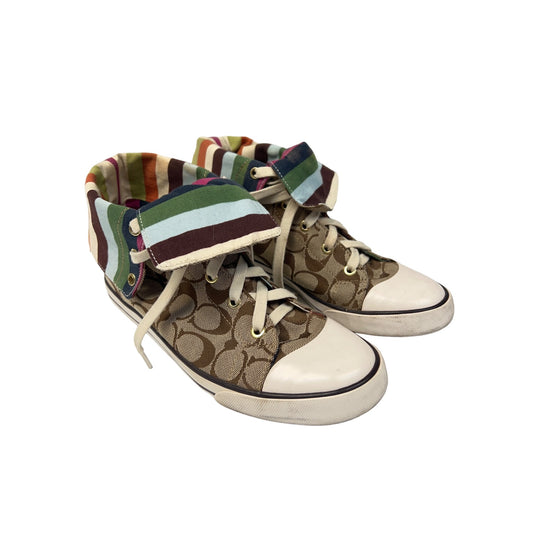 Coach Y2K Bonney Brown Signature Rainbow High Top Sneakers