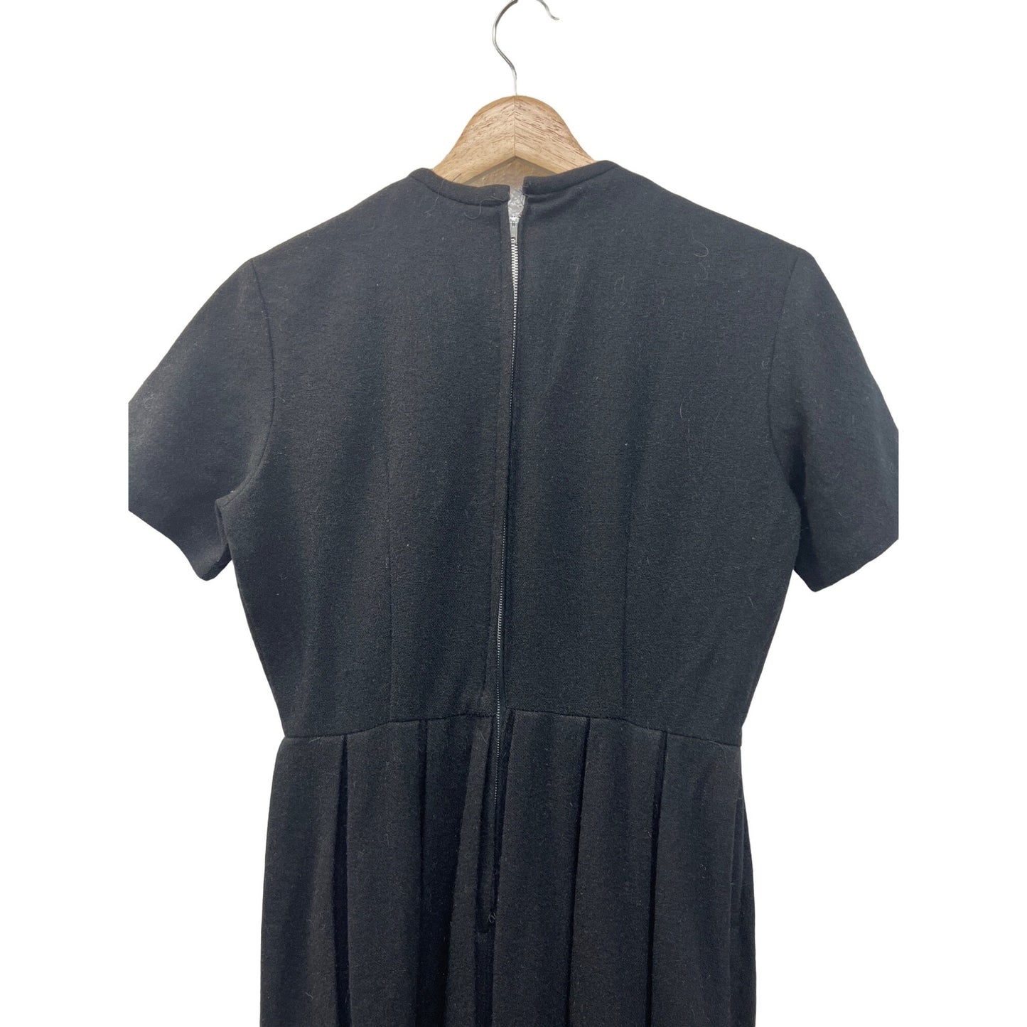 Vintage 50's Black Wool A Line Pleated Dress
