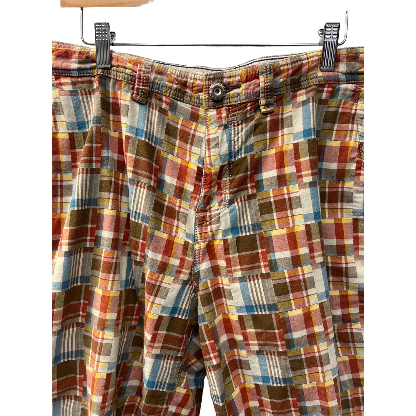 Tommy Bahama Brown Plaid Patchwork Madras Print Board Shorts