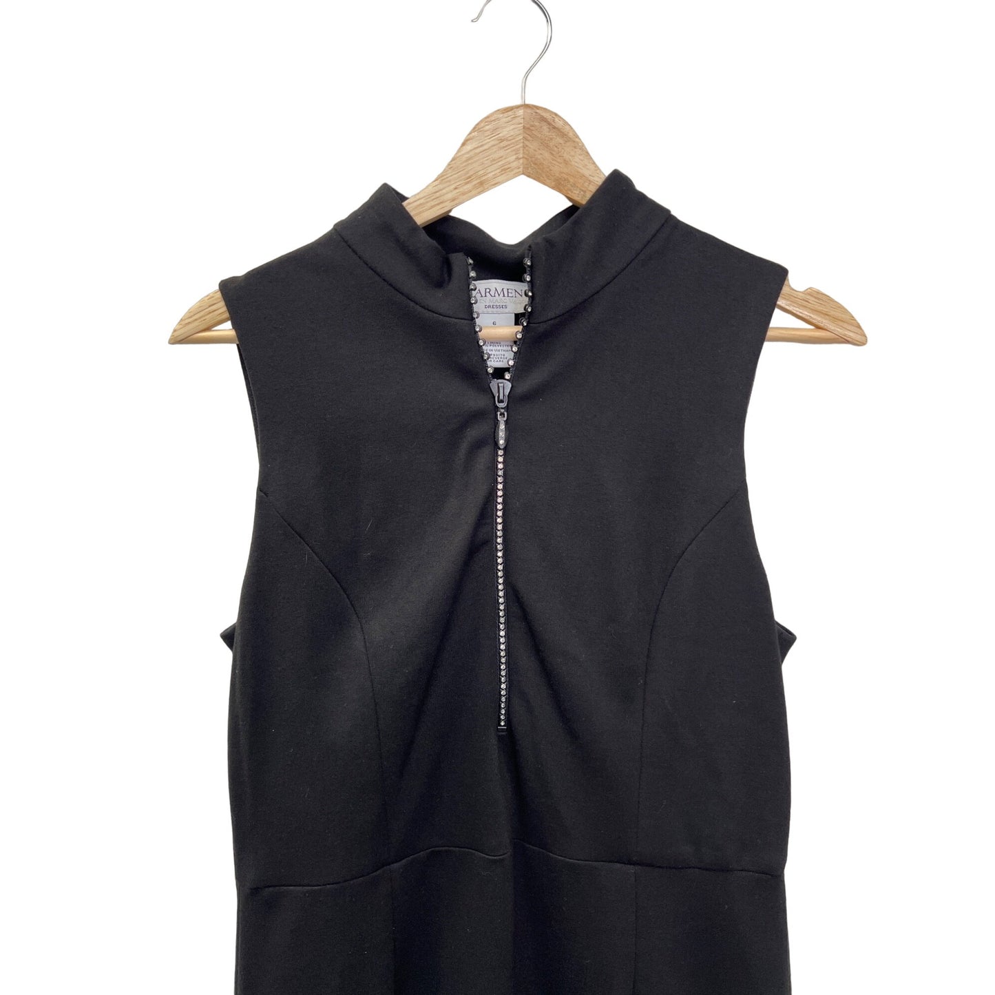 Carmen Mark Valvo NWT Sleeveless Knit Dress with Rhinestone Zipper