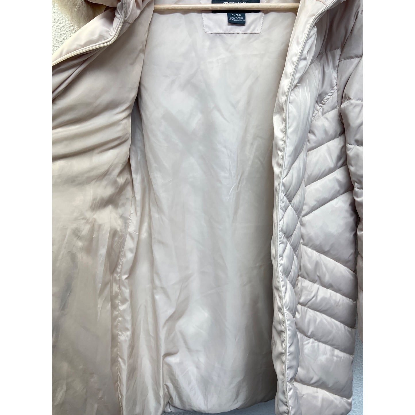 Kenneth Cole Reaction Long White Down Puffer Hoodie Coat