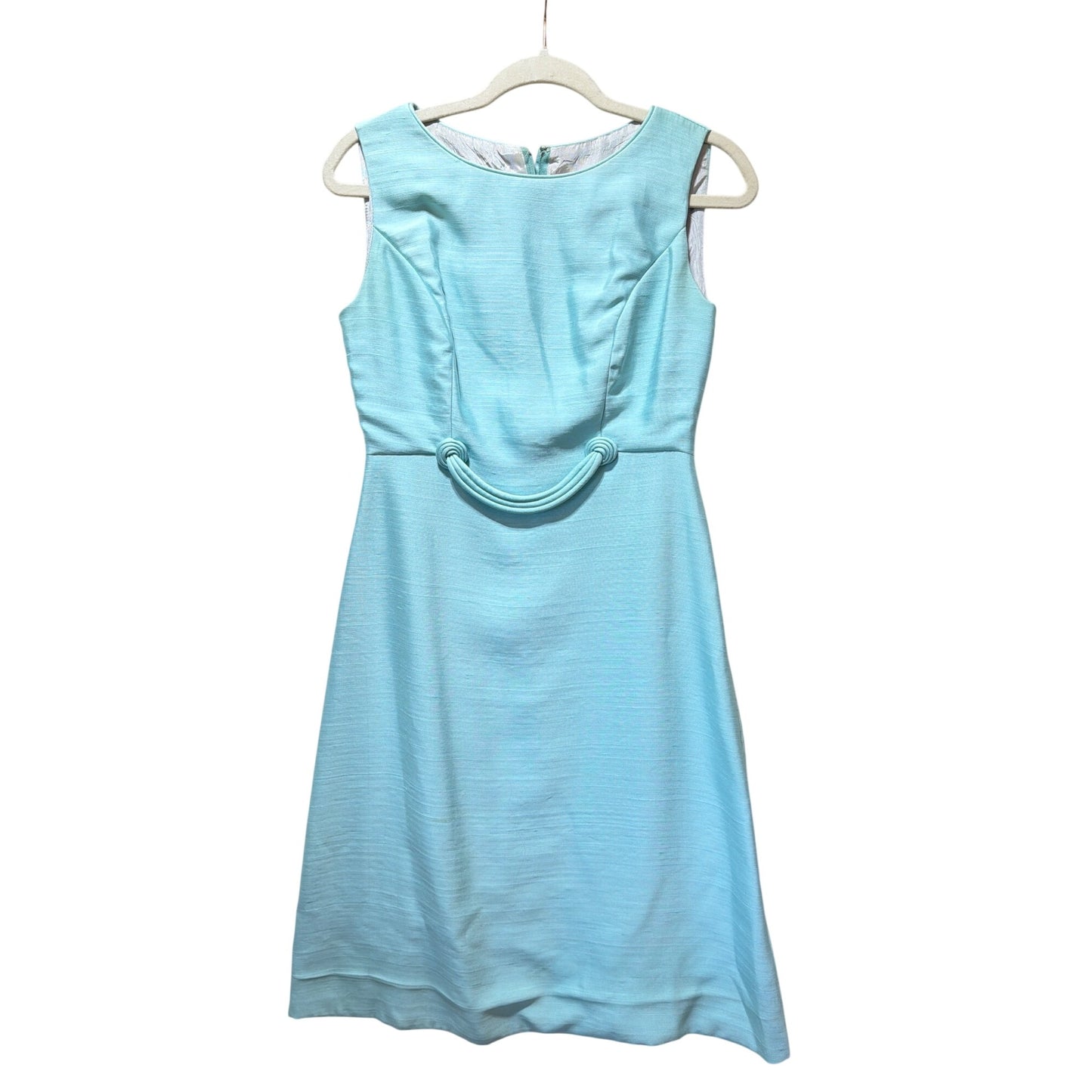 B. Altman & Co Vintage 1960s Robins Egg Blue Silk Dress & Coat Set With Button Details & Pockets – MCM Style