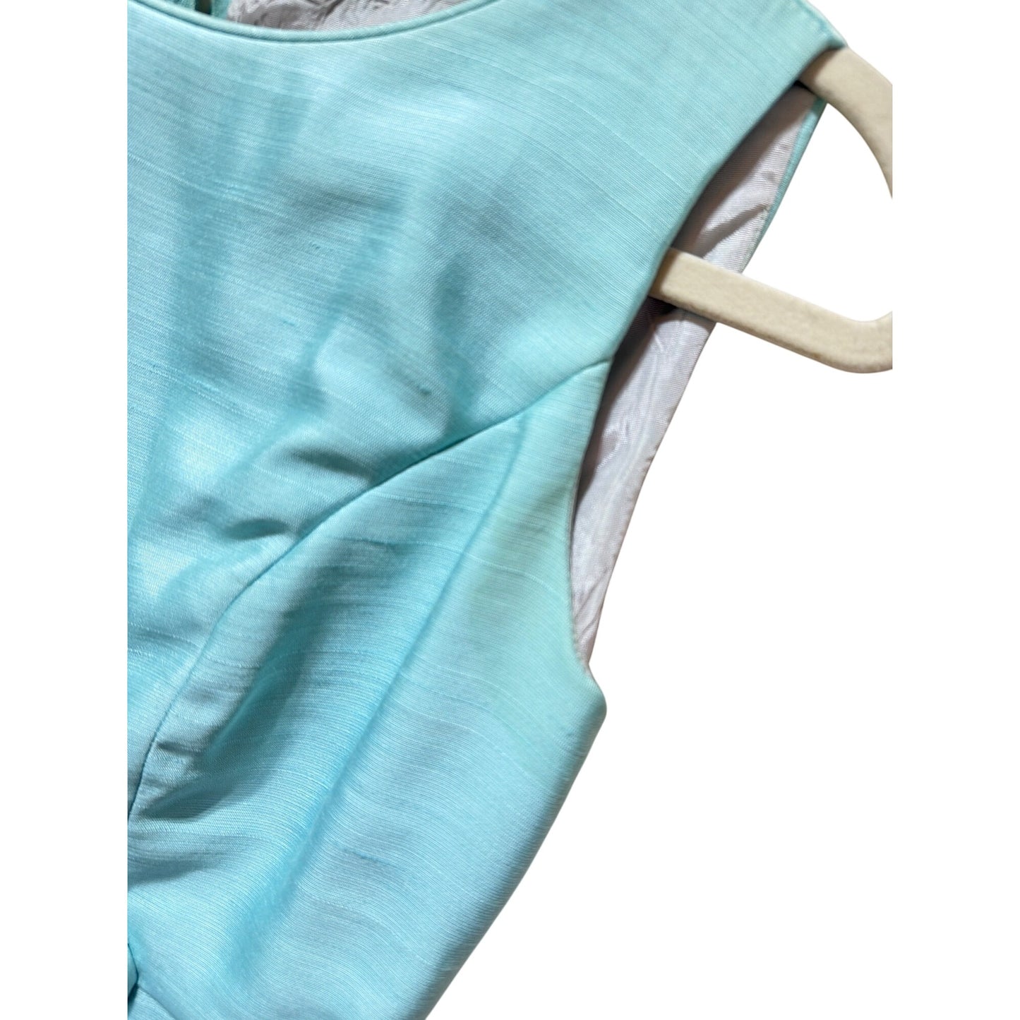 B. Altman & Co Vintage 1960s Robins Egg Blue Silk Dress & Coat Set With Button Details & Pockets – MCM Style