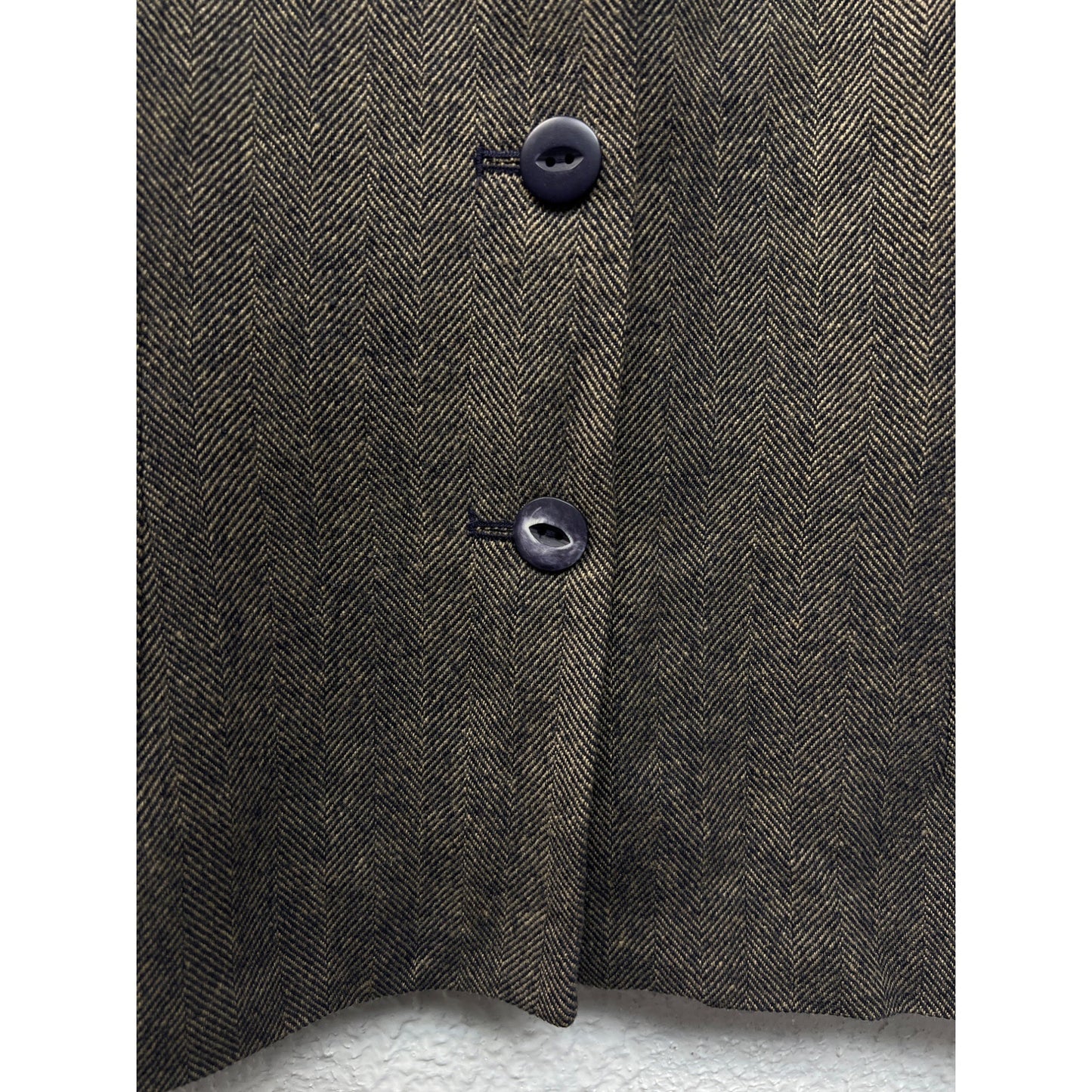Pendleton Vintage Brown and Navy Wool Herringbone Vest and Blazer Set