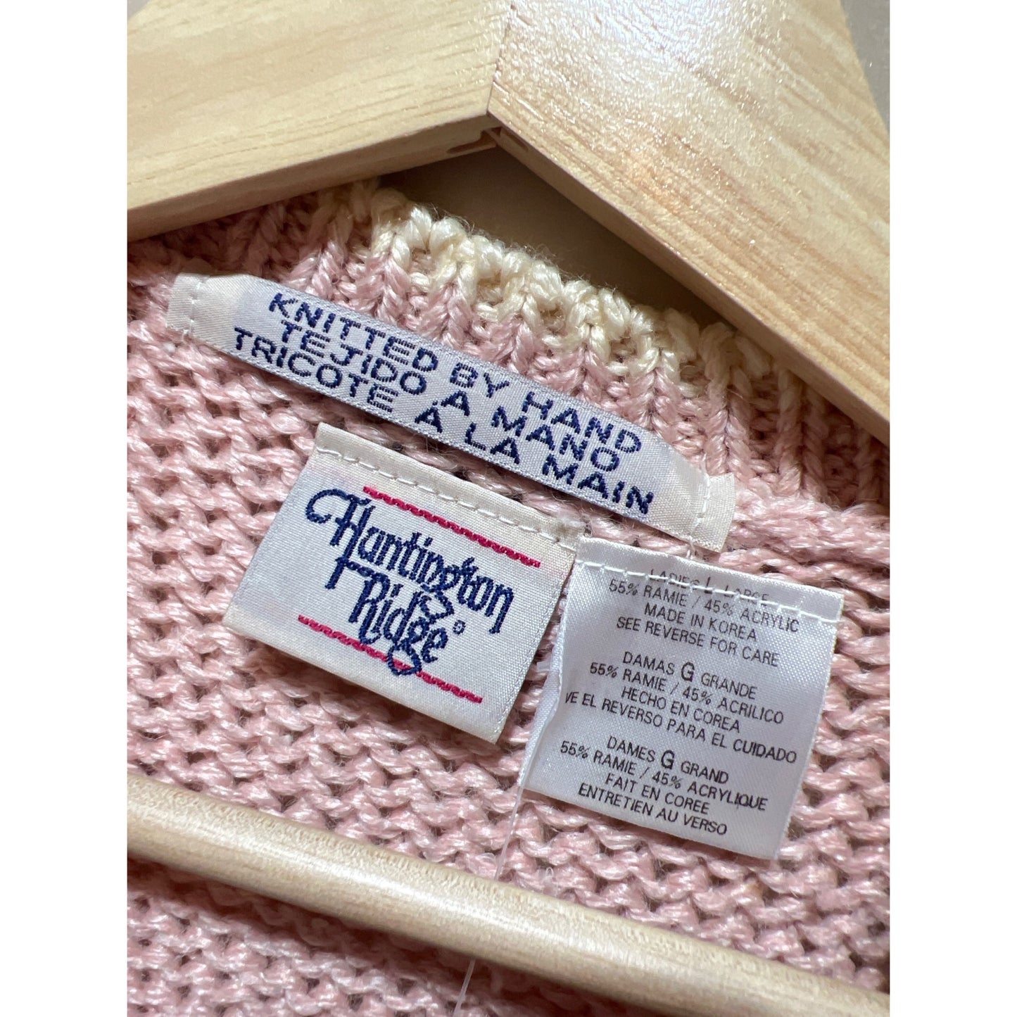 Huntington Ridge NWT Womens Pink Hand-Knitted Floral Embroidered Button-Up Sweater Vest Size L
