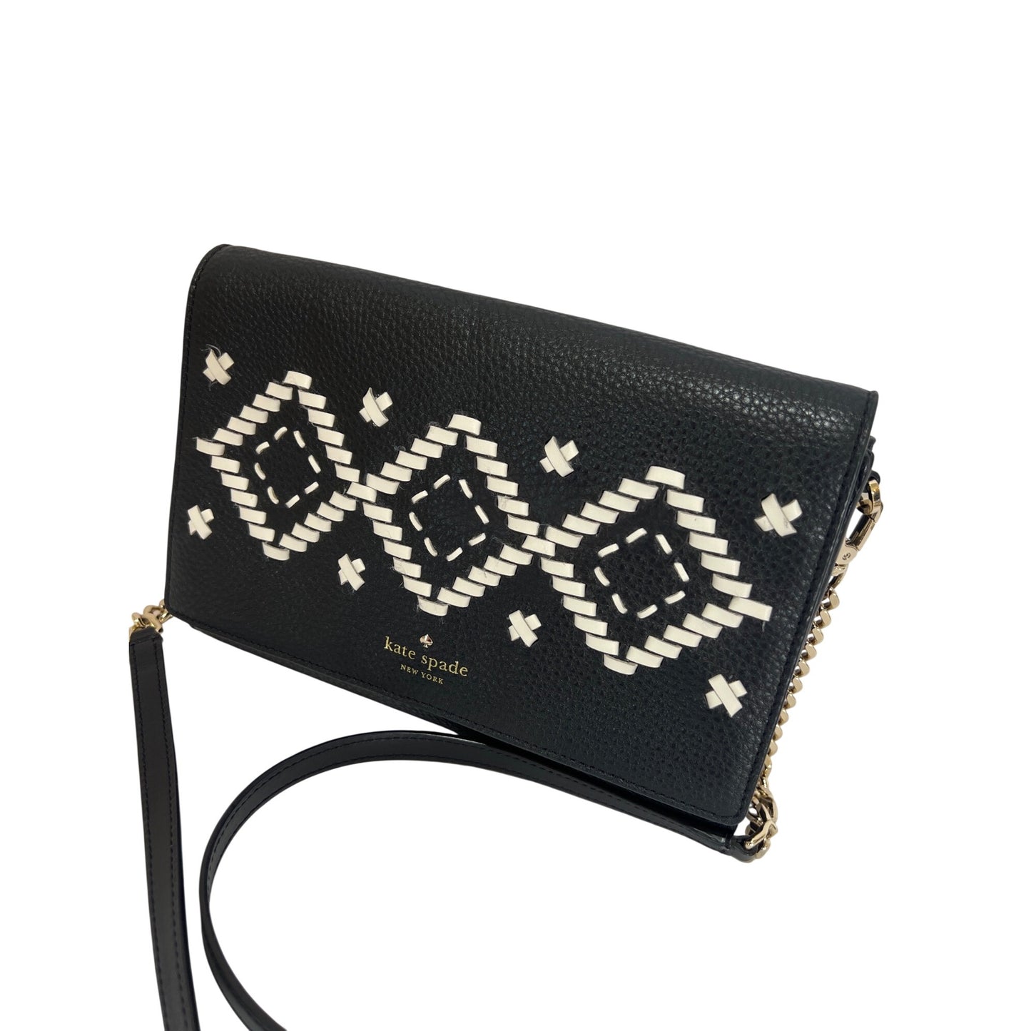 Kate Spade Flynn Street Valencia Black & White Leather Crossbody Purse